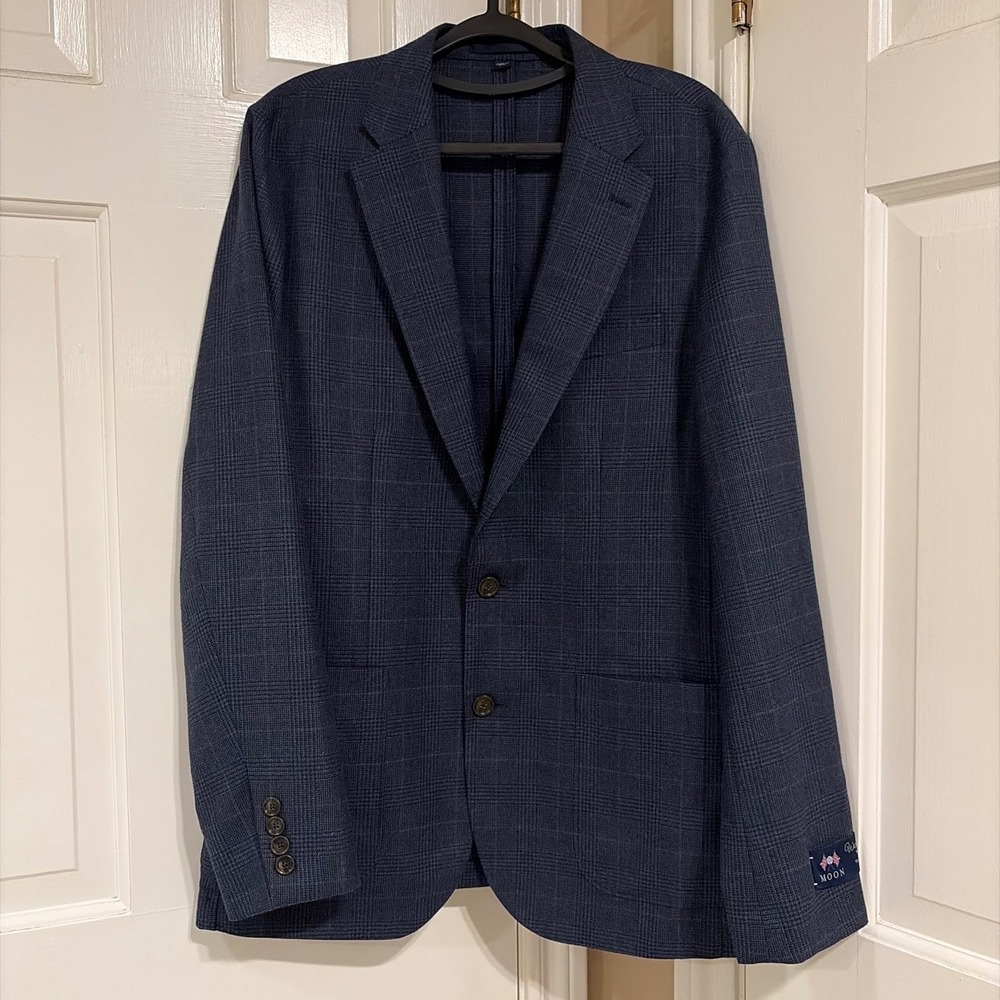 J.Crew Ludlow Blazer 40R Moon Worsted Wool Cotton Navy Glen Plaid BH226 NEW